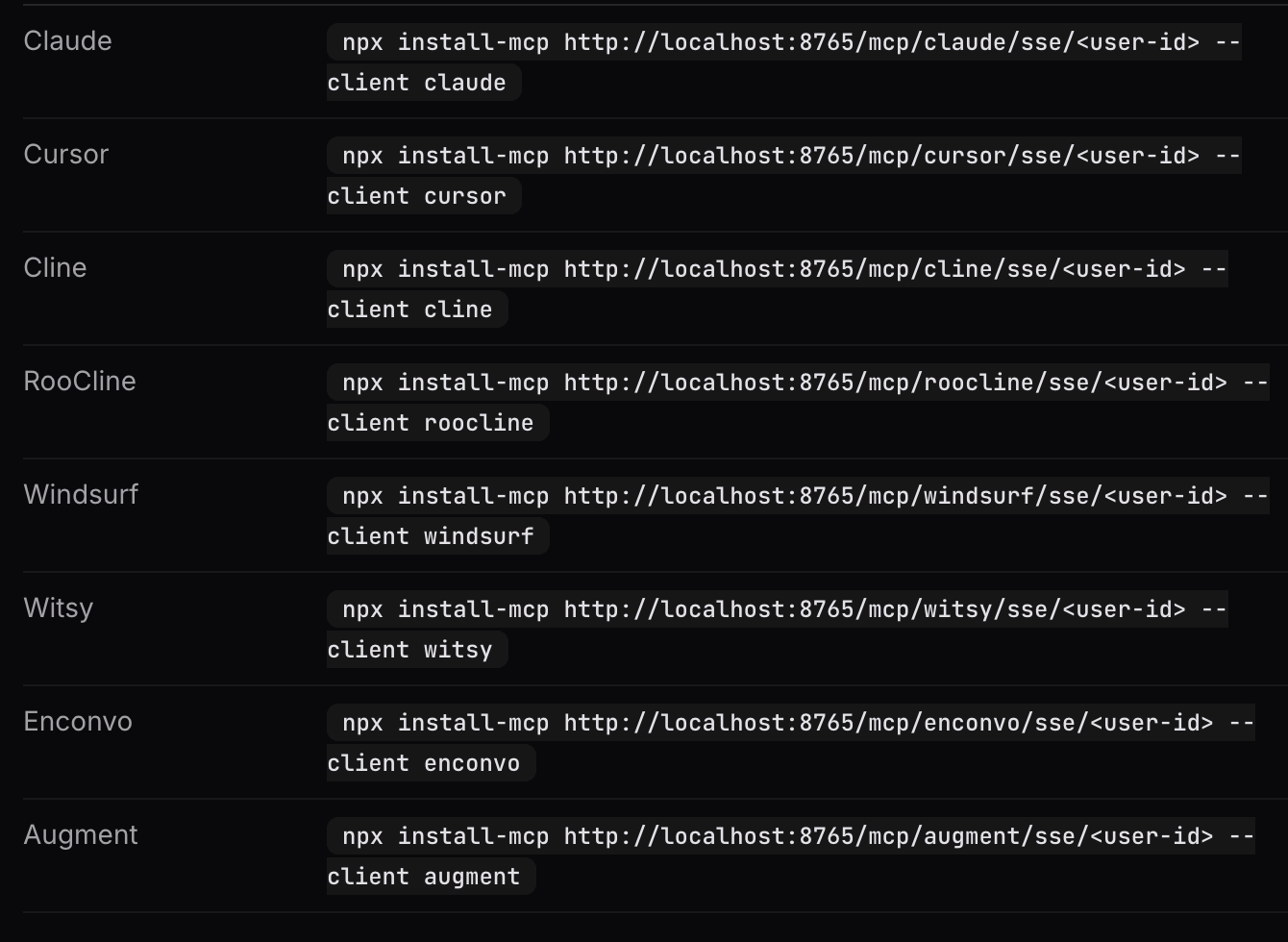 OpenMemory MCP 配置MCP客户端