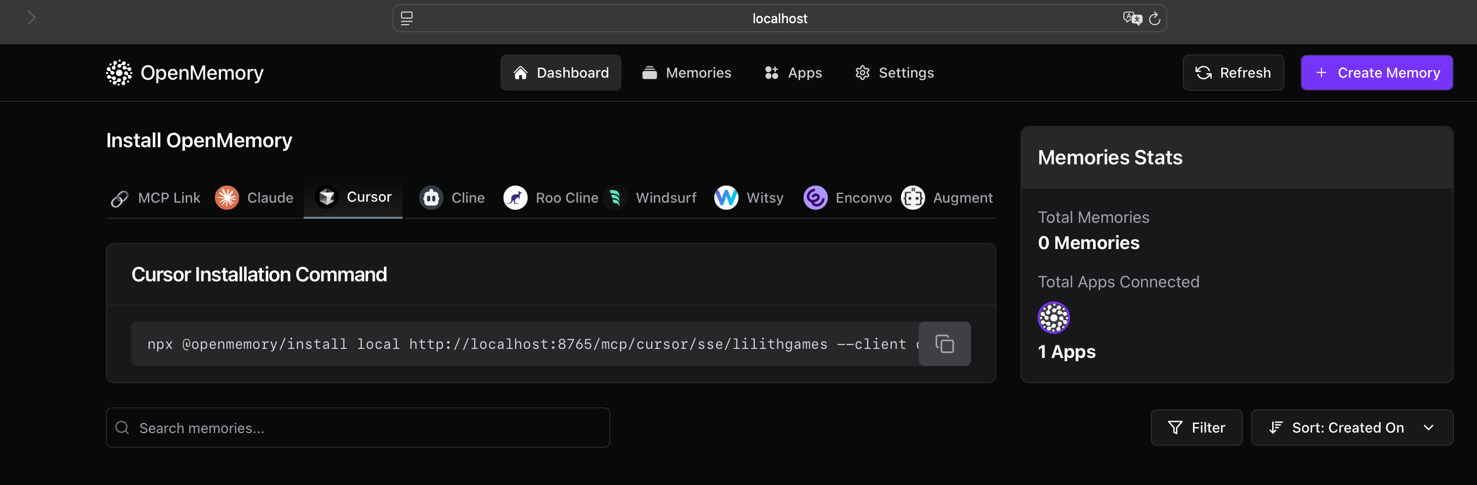 OpenMemory UI 页面